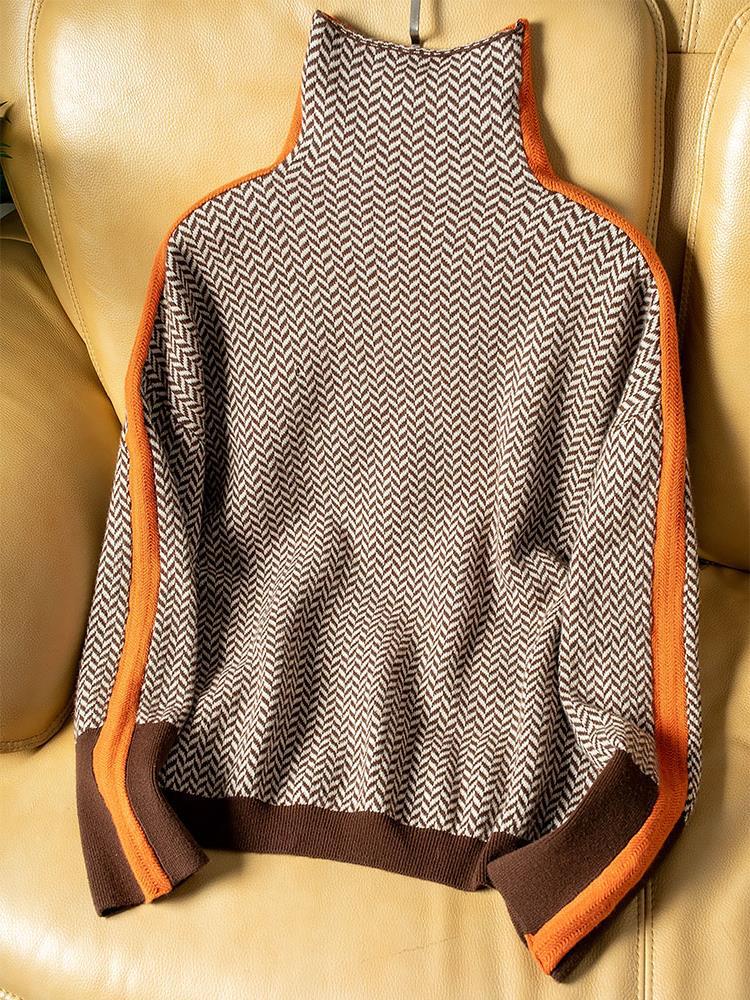 Vanessa | Jersey de cuello alto con llamativas rayas