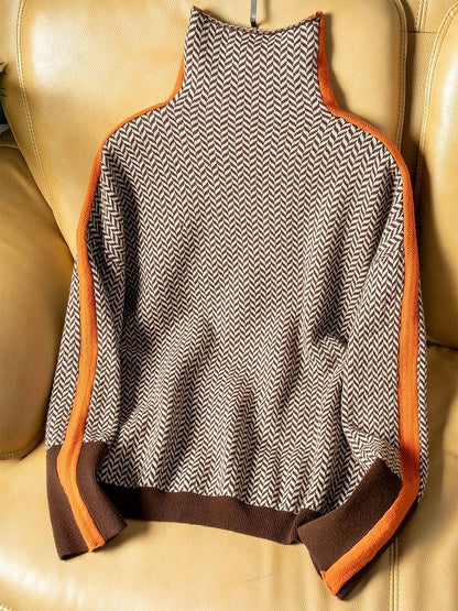 Vanessa | Jersey de cuello alto con llamativas rayas