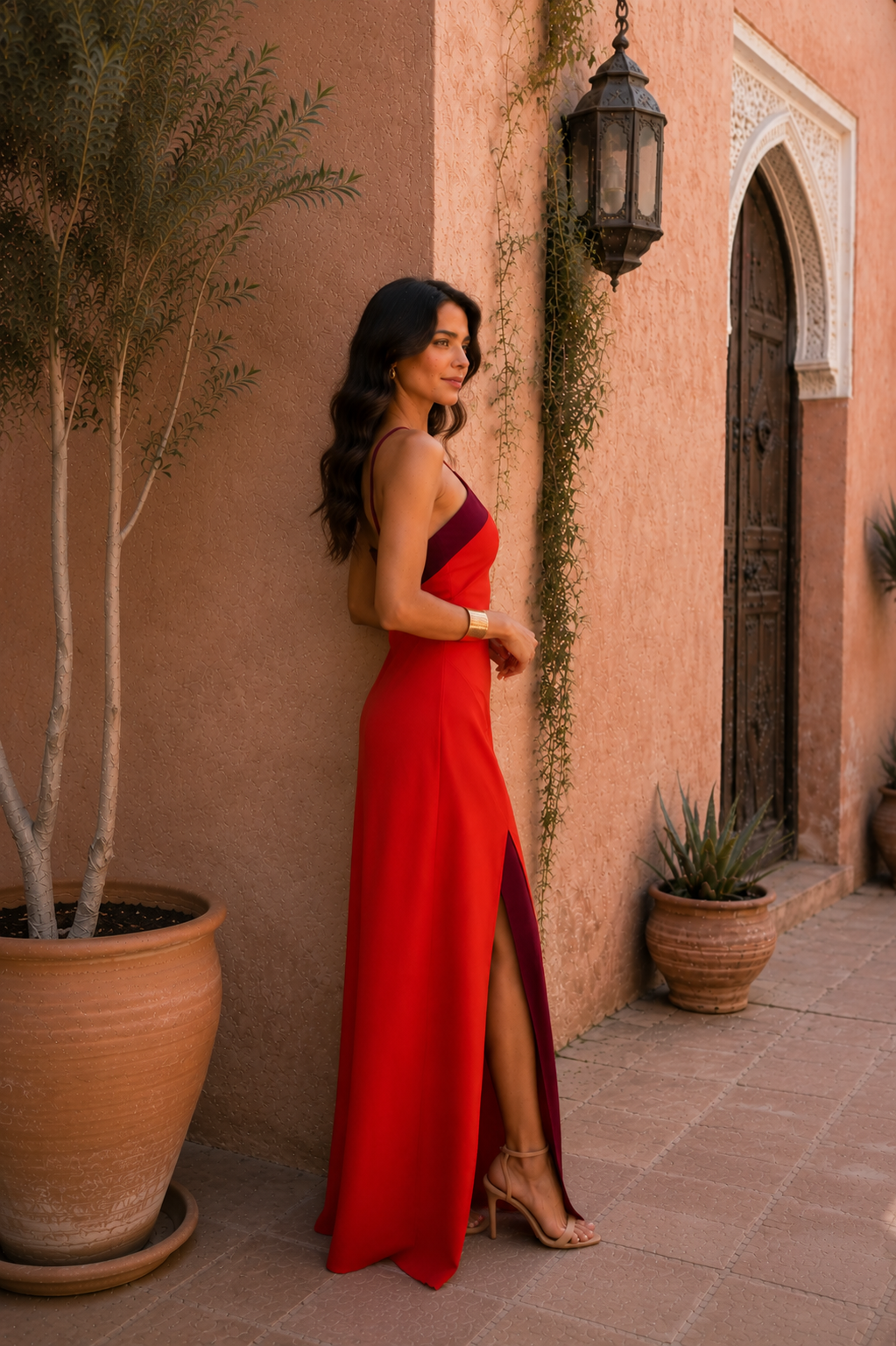 Oasis | Vestido largo halter con abertura