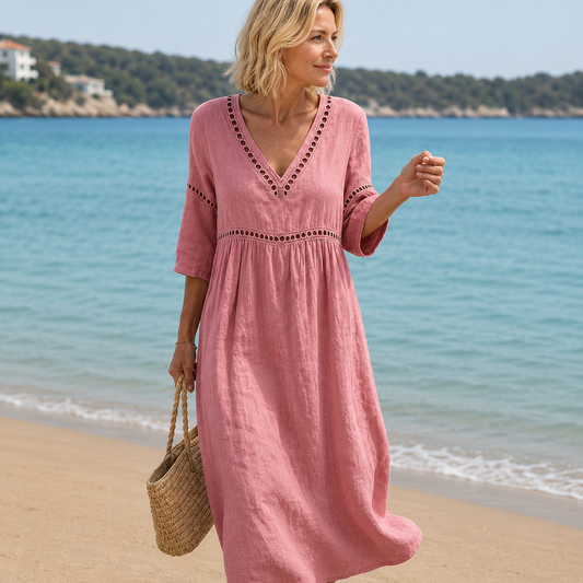 Elena - Vestido Midi Elegante de Verano - Beige