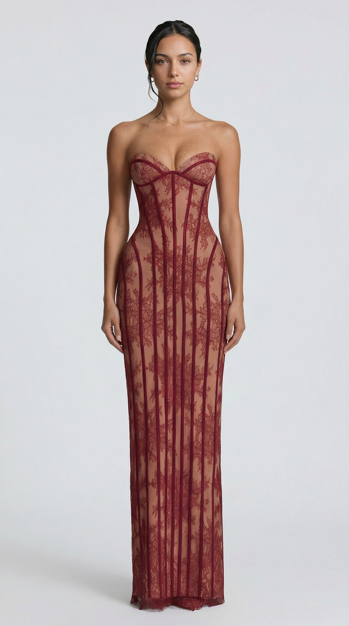 Vestido Maxi Julie de Encaje - Burdeos