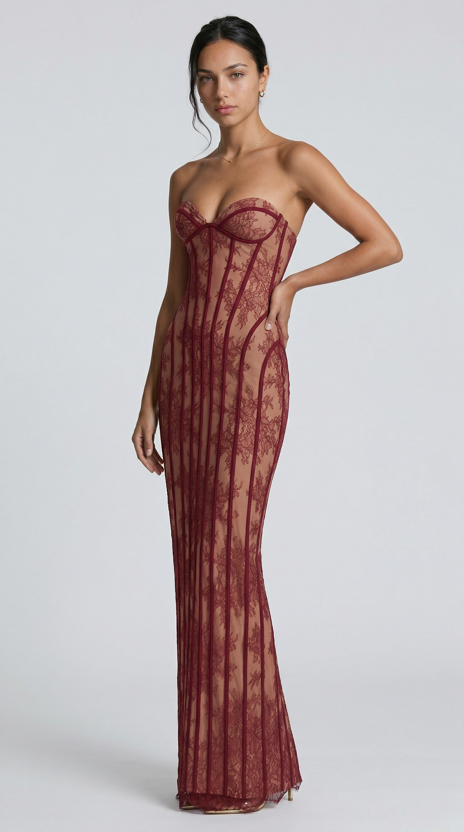 Vestido Maxi Julie de Encaje - Burdeos