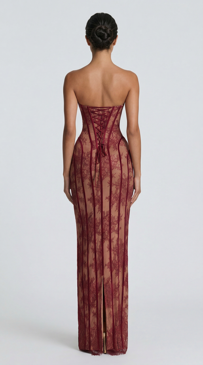 Vestido Maxi Julie de Encaje - Burdeos