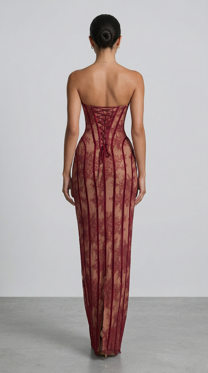 Vestido Maxi Julie de Encaje - Burdeos