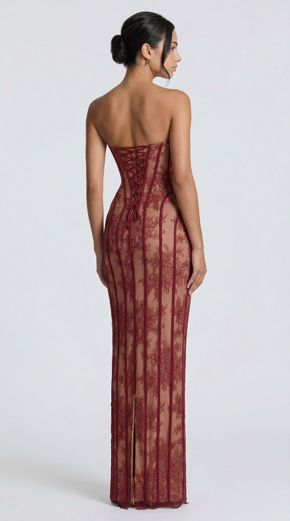 Vestido Maxi Julie de Encaje - Burdeos