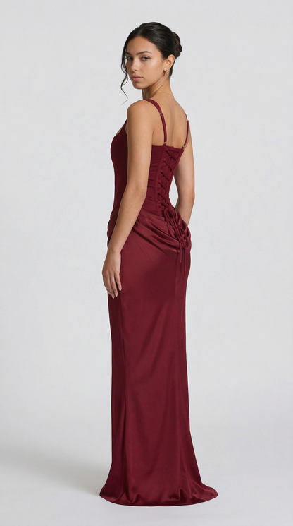 Vestido Maxi Julie Hourglass - Burdeos