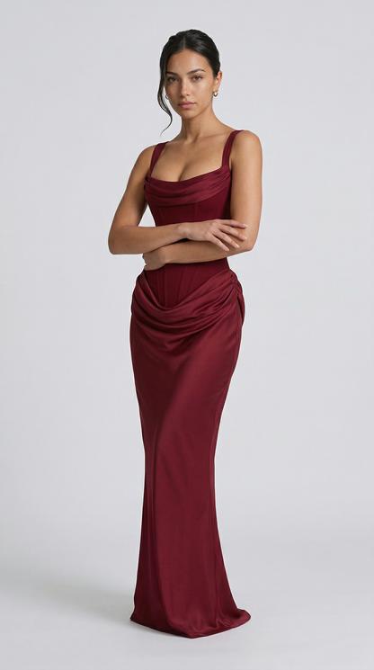 Vestido Maxi Julie Hourglass - Burdeos