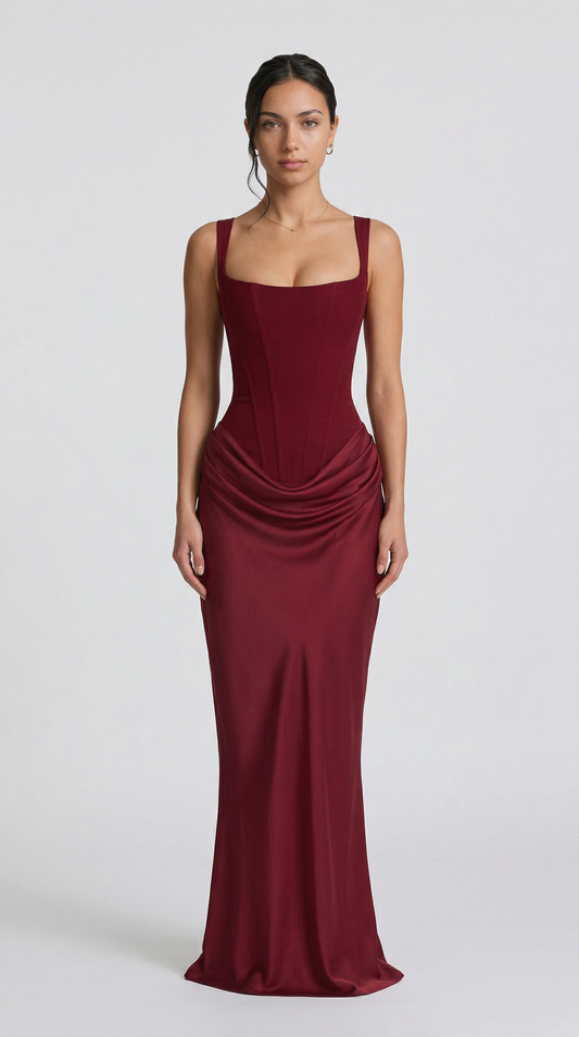 Vestido Maxi Julie Hourglass - Burdeos