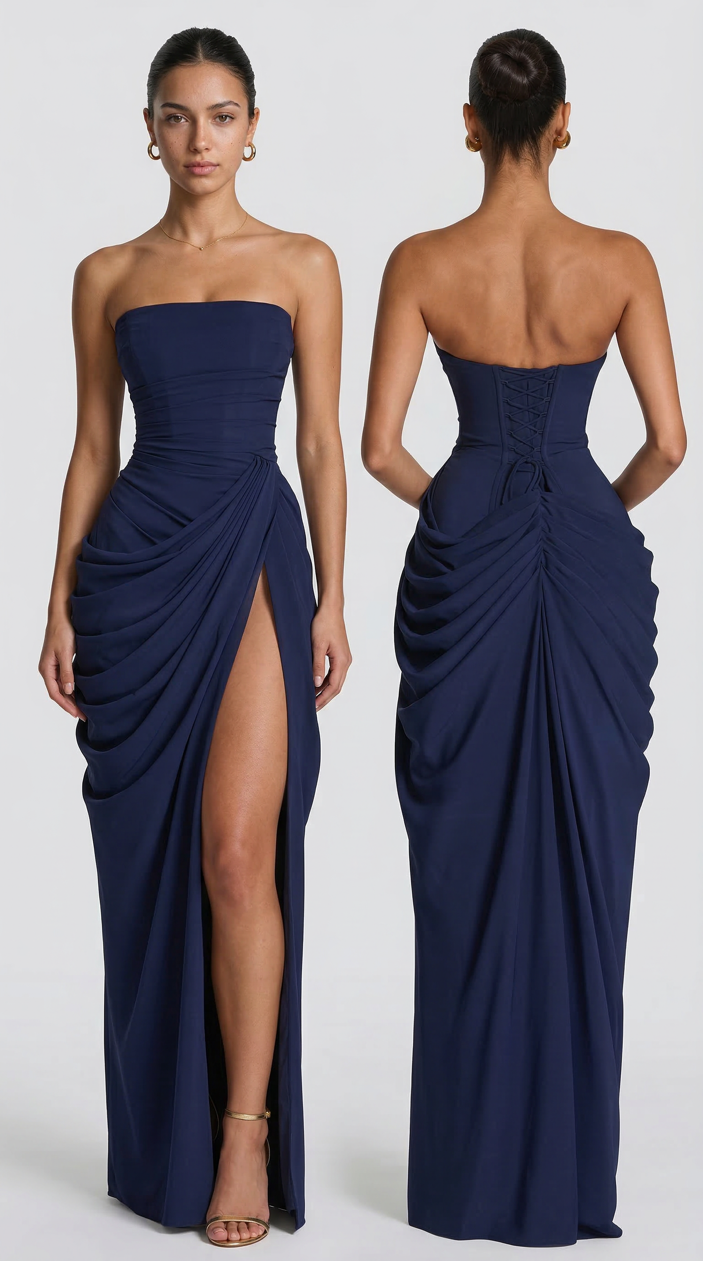 Vestido Maxi Julie Mazi - Azul oscuro