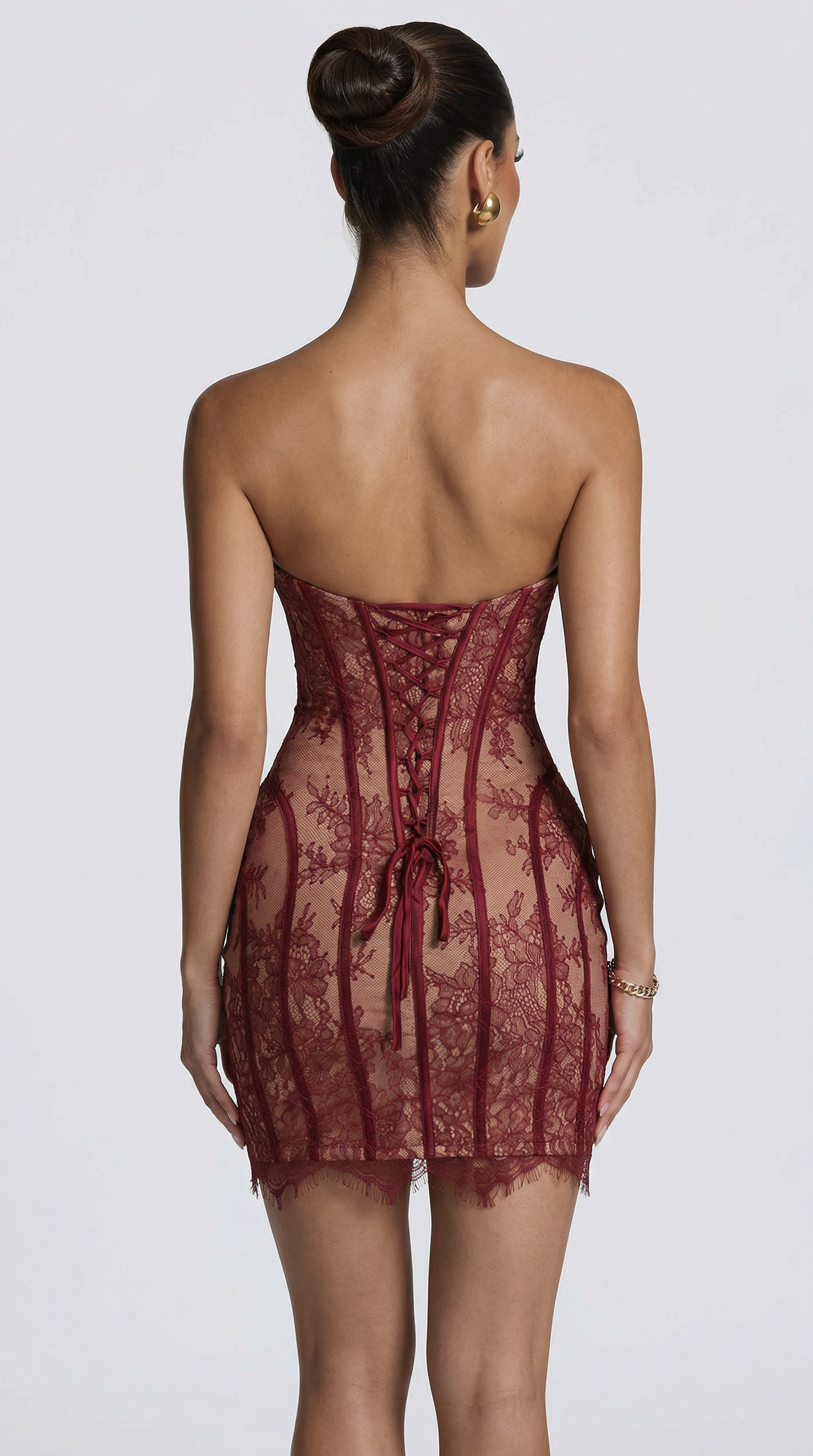 Vestido Mini Chloe de Encaje - Burdeos