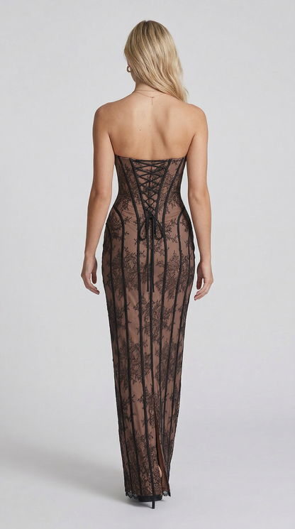 Vestido Maxi Julie de Encaje - Burdeos