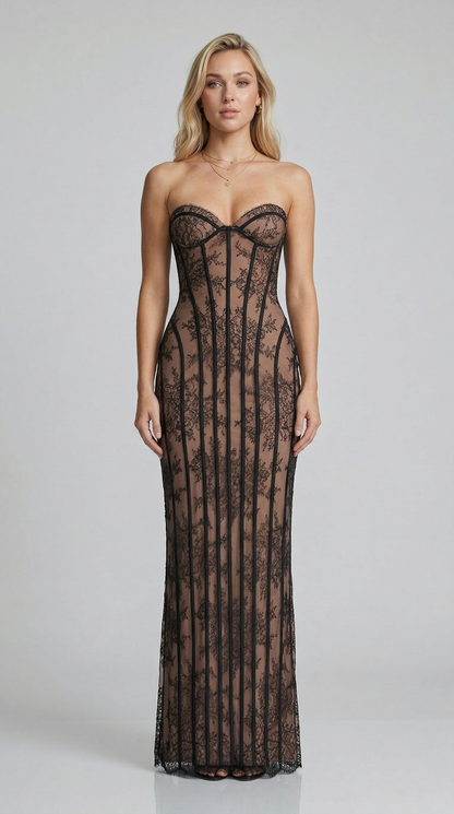 Vestido Maxi Julie de Encaje - Burdeos