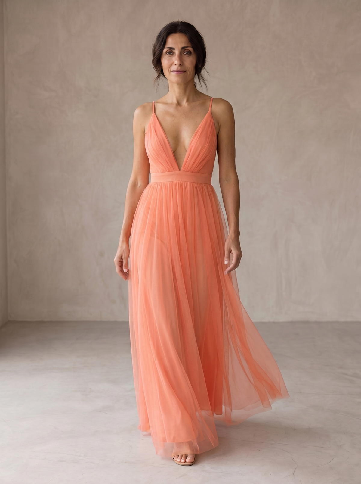 Ginevra | Vestido largo coral luminoso