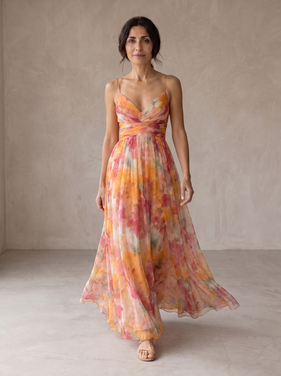 Giselle | Vestido largo con encantador estampado floral