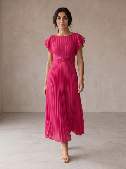 Seraphina | Vestido largo plisado con cintura anudada