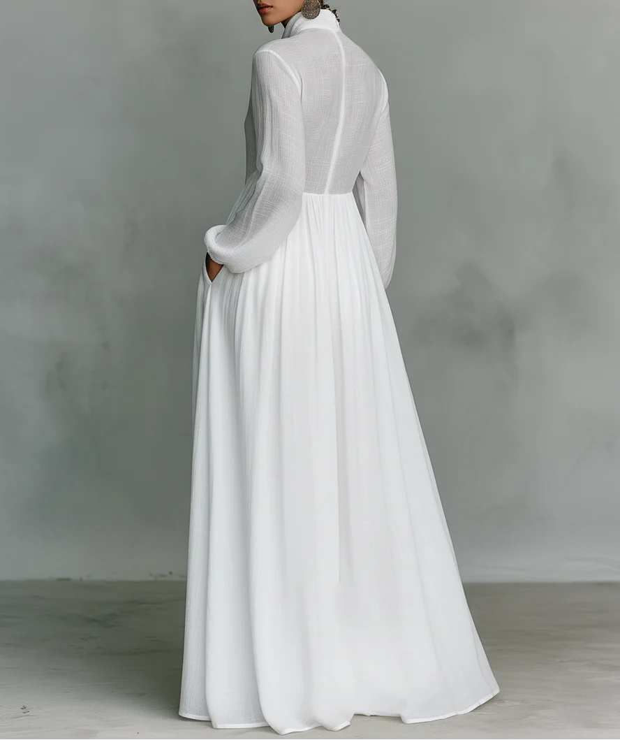 Carla | Vestido maxi minimalista de algodón y lino